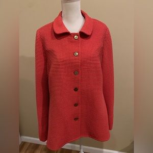 Nina Mclemore Textured Squares Quilt Jacket Size 14 in burnt orange.